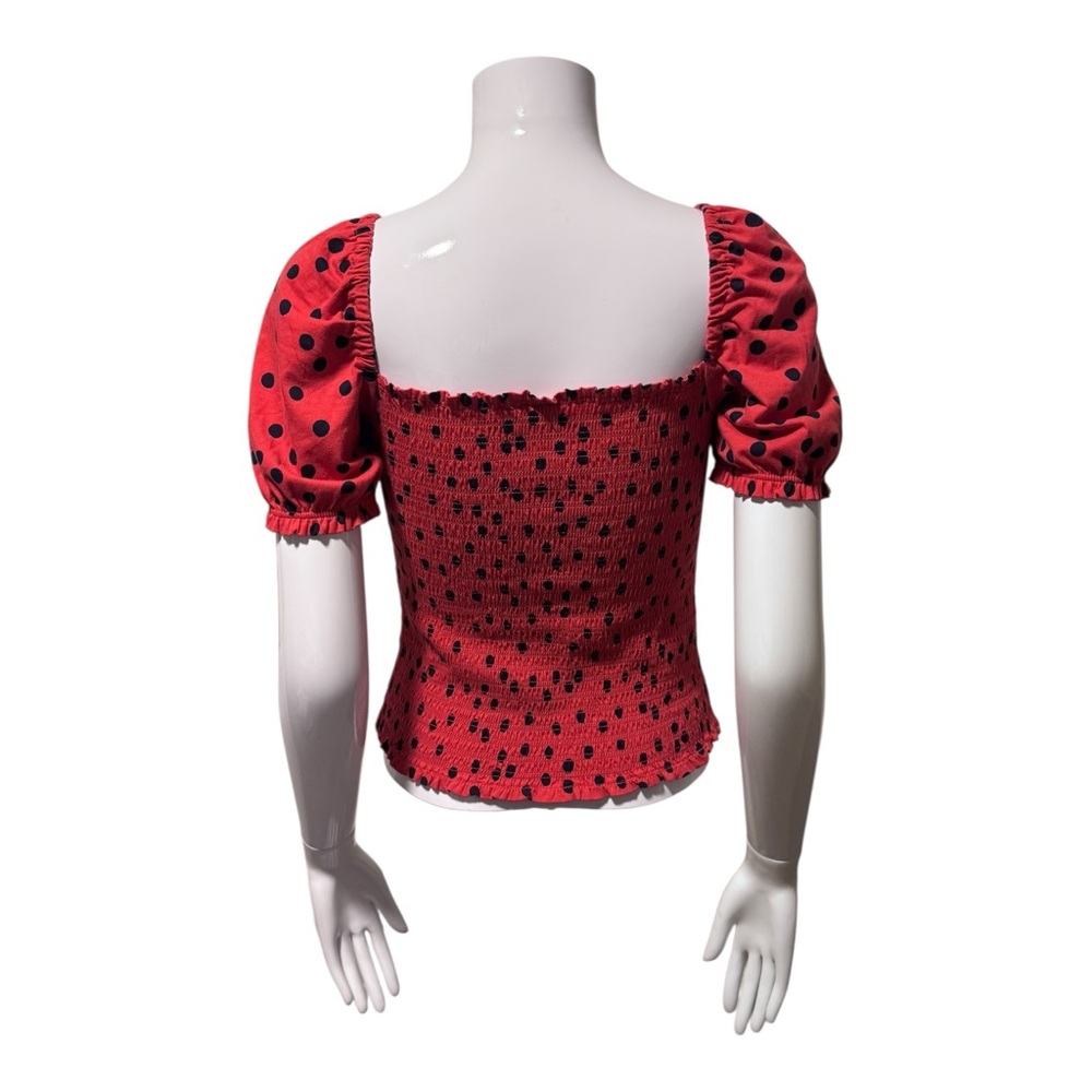 Anthropologie Dolan Polka Dot Smocked Top Size XS Coquette Girlypop Preppy - Picture 5 of 9